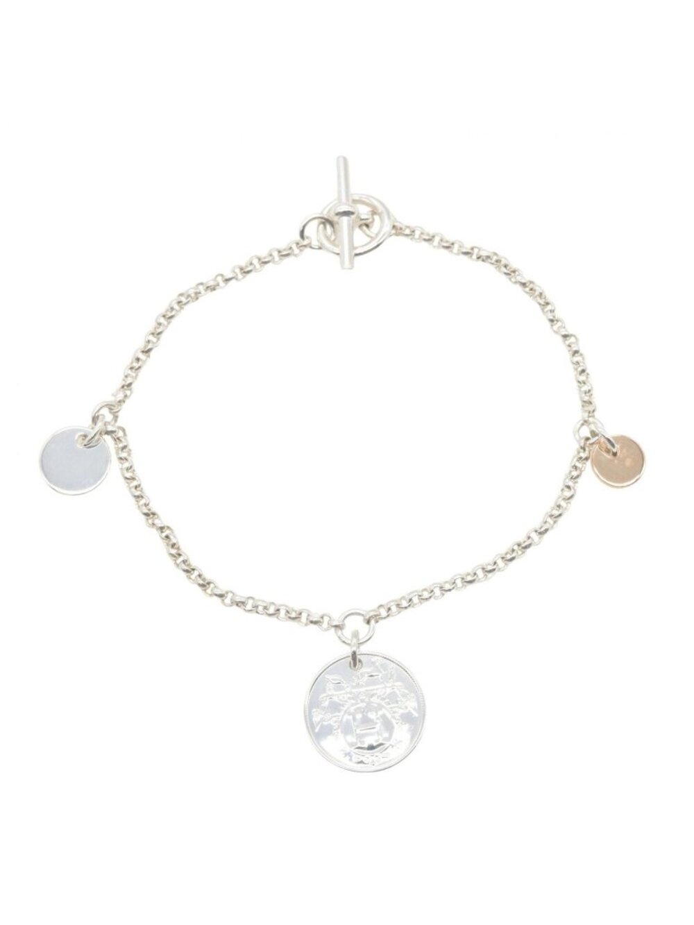 Hermes Bracelet Exlibris 15.5 925 Sterling Silver 18k Pink Gold